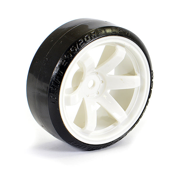 FASTRAX 1/10 STREET/DRIFT TYRE 6-SPOKE WHEEL (6MM OFFSET) - WHITE