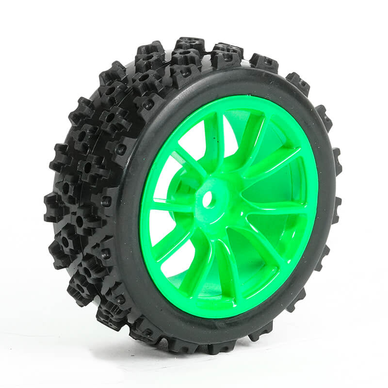 FASTRAX 1/10 STREET/RALLY TYRE 10SP GREEN WHEEL
