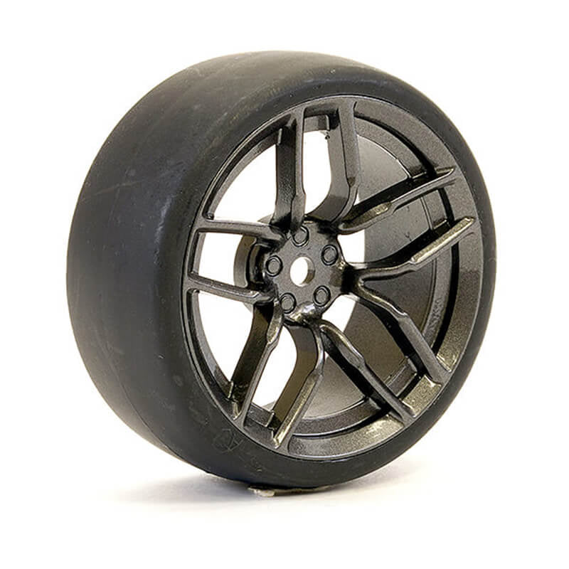FASTRAX 1/10 (4) DRIFT D1 TYRE w/3MM 10-SPOKE WHEEL- GRAPHITE