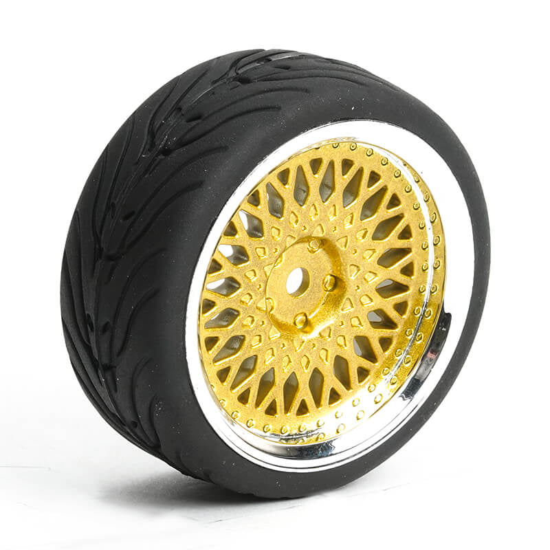 FASTRAX 1/10 STREET/TREAD TYRE CLASSIC GOLD/CHROME WHEEL