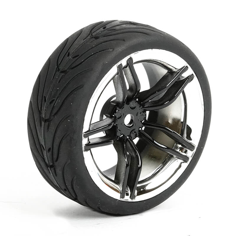 FASTRAX 1/10 STREET/TREAD TYRE 10SP BLACK/CHROME WHEEL