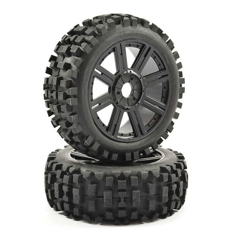 FASTRAX 1/8 ROCK BLOCK MOUNTED ON 8-SPOKE BLACK (PR)