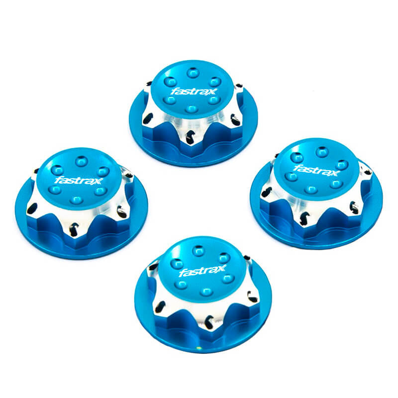 FASTRAX ANTIDUST 17MM SERRATED ALUMINIUM WHEEL NUTS (4) - BLUE