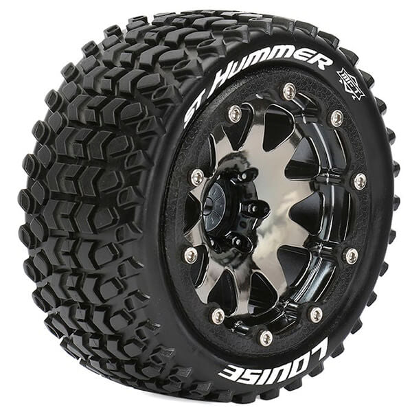 LOUISE RC ST-HUMMER 1/10 SOFT BEAD-LOCK 1/2" OFFSET HEX 12MM BLACK CHROME
