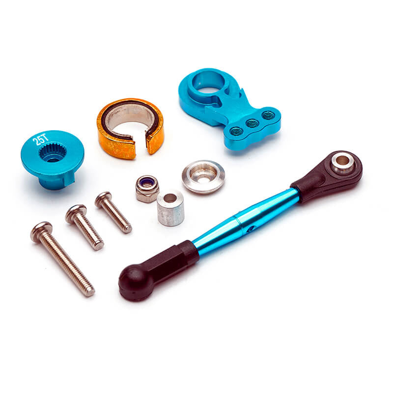 FASTRAX TAMIYA GF01 ALUMINIUM 25T SERVO SAVER SET - BLUE