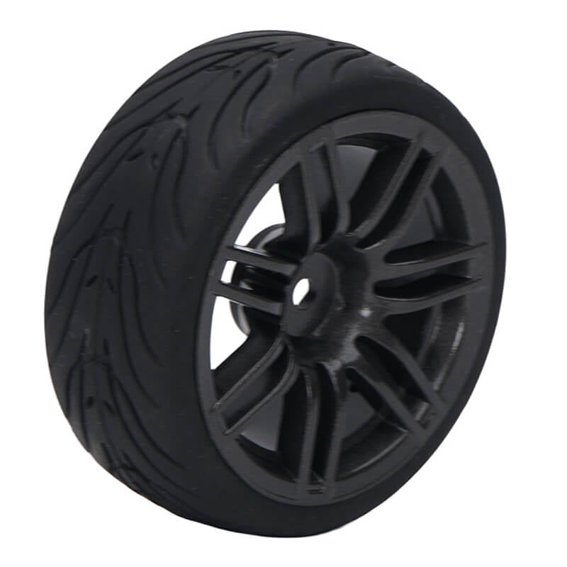 FASTRAX 1/10 STREET/TREAD TYRE 14SP GUN METAL WHEEL