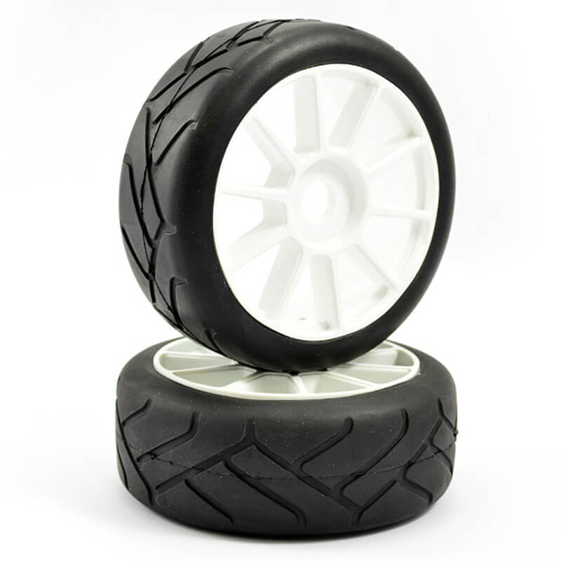 FASTRAX 1/8TH PREMOUNTED SLICK TYRES 'GRID IRON/10 SPOKE'