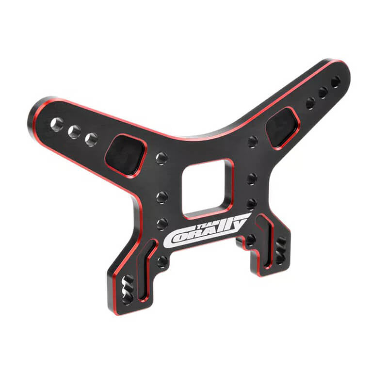 CORALLY SHOCK TOWER REAR 4MM ALUMINIUM 7075 HARD ANODISED BLACK/RED