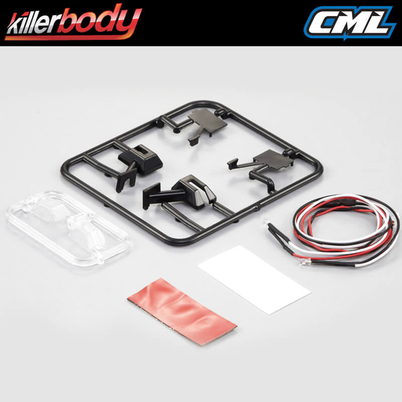 KILLERBODY WING MIRROR TYPE "E" W/LED UNIT SET 1/10 TRUCK