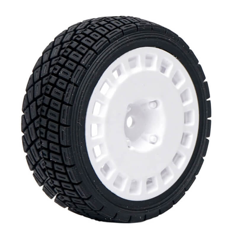 FASTRAX 1/10TH RALLY ANGLE TYRE/WHEEL SET WHITE (4)