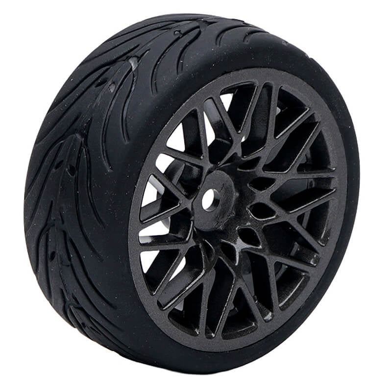 FASTRAX 1/10 STREET/TREAD TYRE STAR SPOKE GUN METAL WHEEL COMPLETE SET OF 4