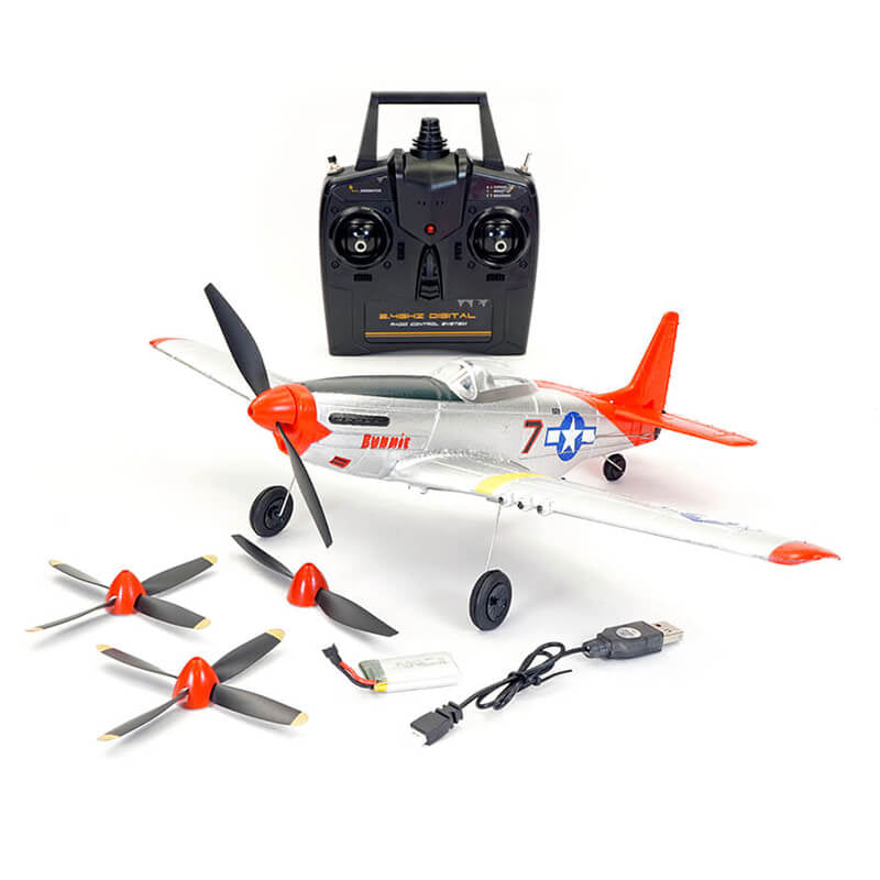 VOLANTEX P-51D MUSTANG V2 RED 4CH 400MM BRUSHED w/GYRO RTF