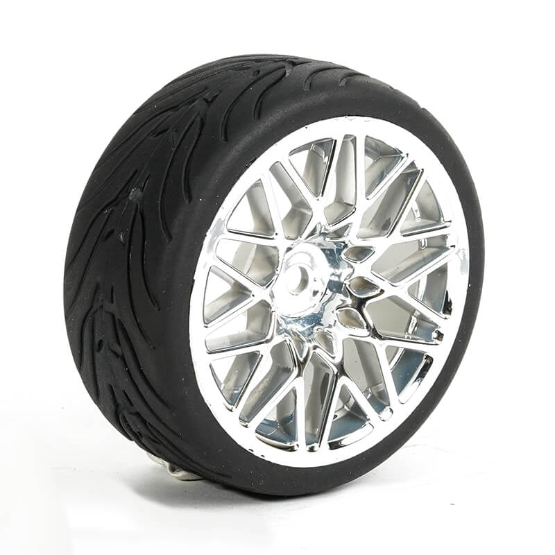 FASTRAX 1/10 STREET/TREAD TYRE STAR SPOKE CHROME WHEEL