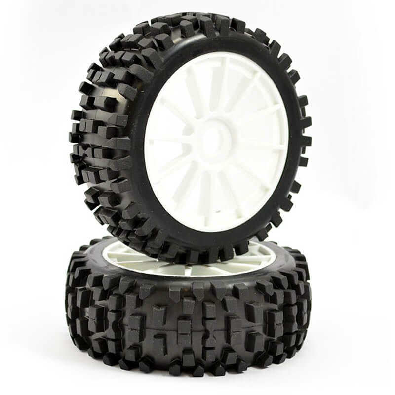FASTRAX 1/8 PREMOUNTED BUGGY TYRES 'ROCK-BLOCK/12 SPOKE'