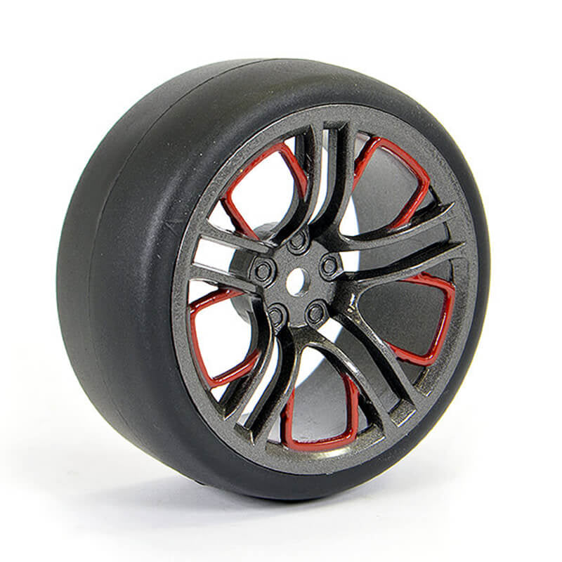 FASTRAX 1/10 (4) DRIFT D1 TYRE w/3MM 10-SPOKE WHEEL- GRAPHITE