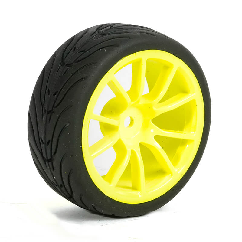 FASTRAX 1/10 STREET/TREAD TYRE 10SP NEON YELLOW WHEEL