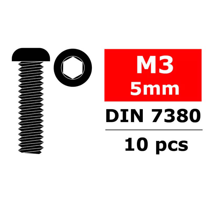 TEAM CORALLY HEX BUTTON HEAD SCREW M3X5 STEEL 10 PCS