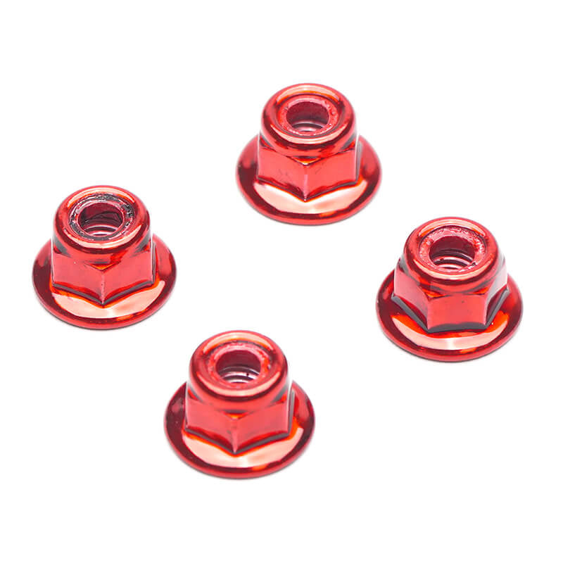 FASTRAX M5 RED FLANGED LOCKNUTS (4)