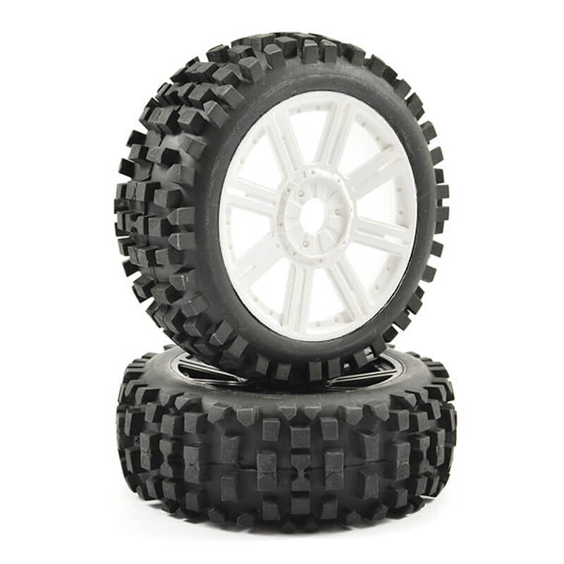 FASTRAX 1/8 ROCK BLOCK MOUNTED ON 8-SPOKE WHITE (PR)