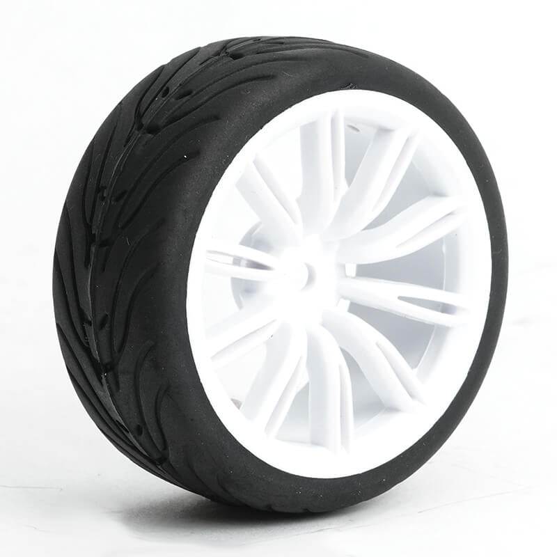 FASTRAX 1/10 STREET/TREAD TYRE 20SP WHITE WHEEL