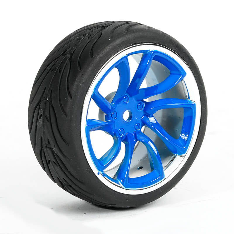 FASTRAX 1/10 STREET/TREAD TYRE TRI-5 BLUE/CHROME WHEEL