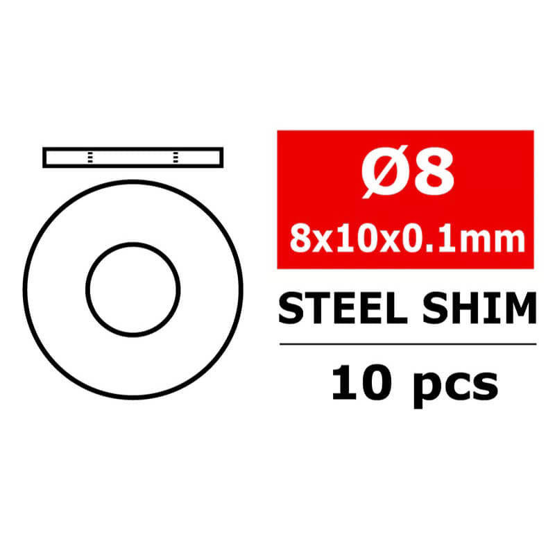 CORALLY STEEL METRIC SHIM 8X10X0,1MM 10 PCS