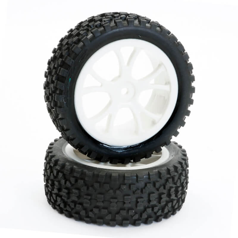 FASTRAX 1/10TH MOUNTED CUBOID BUGGY FRONT TYRES WHITE 10-SP