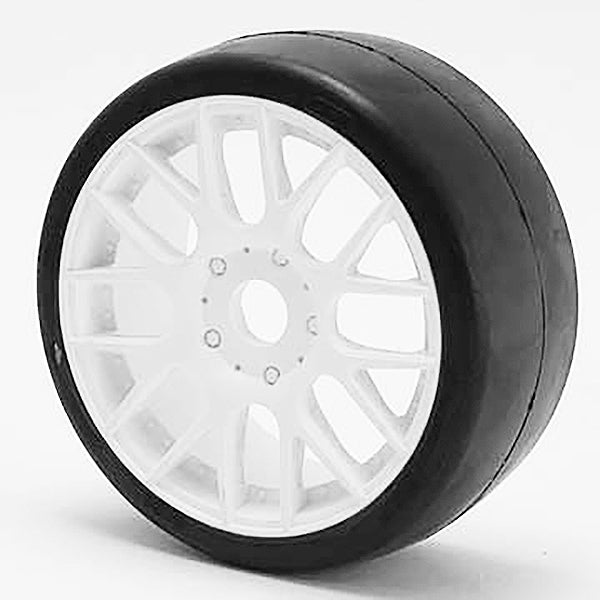 SWEEP 1/8TH GT R2 PRO COMPOUND SLICK GLUED 55DEG/WHITE WHEEL