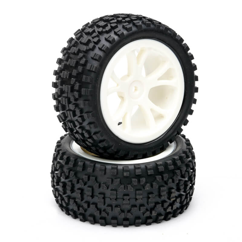 FASTRAX 1/10TH MOUNTED CUBOID BUGGY REAR TYRES WHITE 10-SP