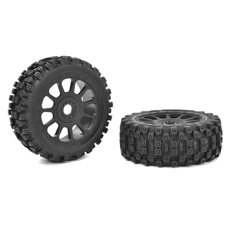 TEAM CORALLY 1/8 BUGGY TYRES SCORPION XTB FRONT BLK RIM