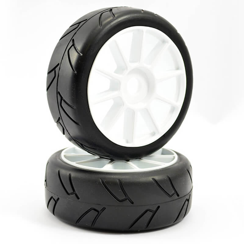 FASTRAX 1/8TH PREMOUNTED SLICK TYRES 'HAWK/SPLIT SPOKE'